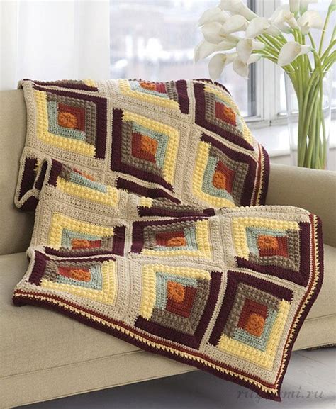 The funky color palette gives it a fun and fresh tone, while the traditional technique and pattern will give you that same homey feel you love. . Log cabin crochet pattern free